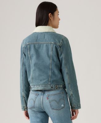 LEVI'S｜Women'sOriginal Sherpa Trucker Jacket In VintageBlue Levis Original Sherpa Trucker Jacket Divided Blue