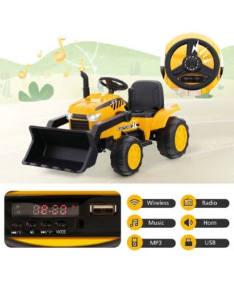 12V Kids Ride On Excavator Digger Electric Bulldozer Tractor RC with Light & Music