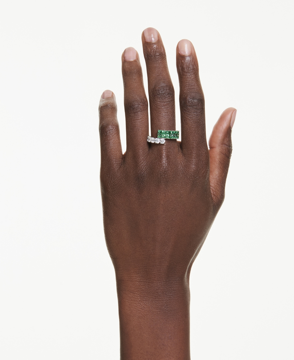 Swarovski Green Rhodium Plated Matrix Ring In Green