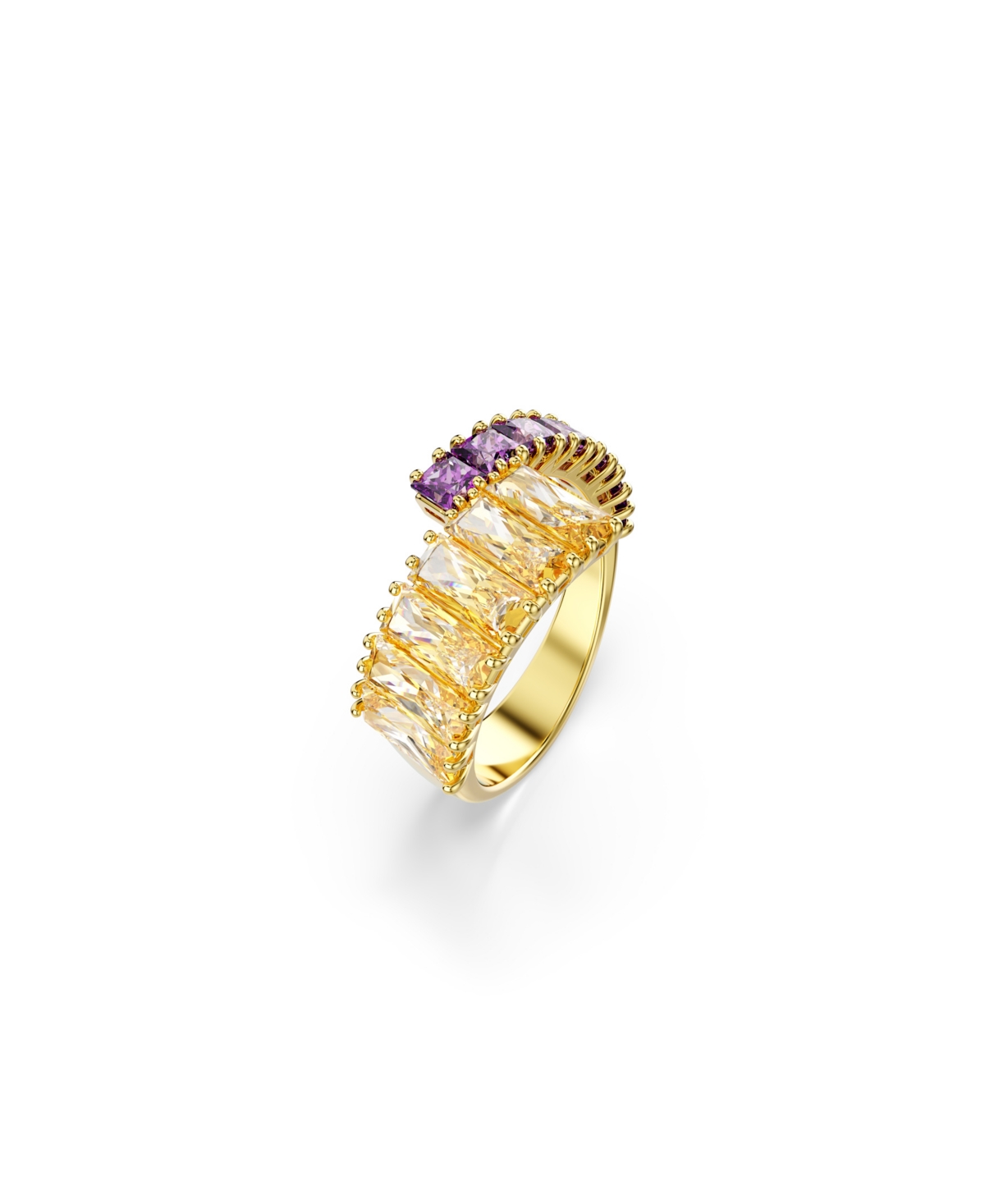 Swarovski Multicolored Gold-tone Plated Matrix Ring In Purple