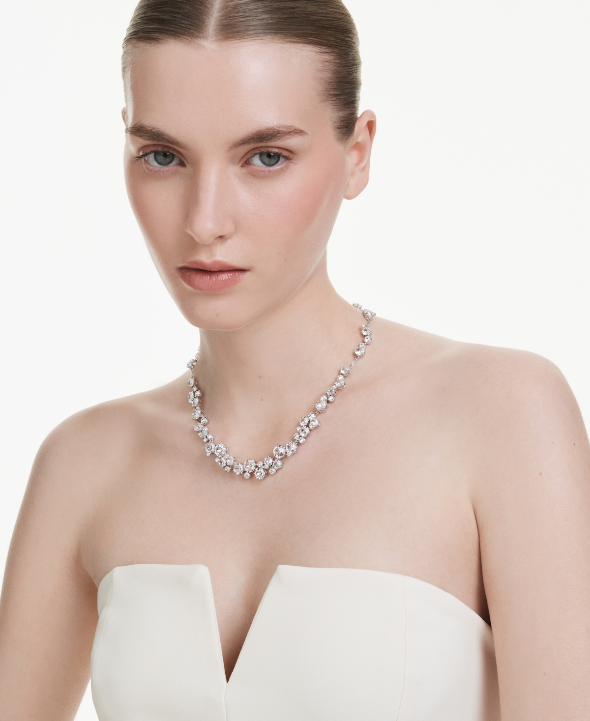 Swarovski Constella Rhodium Plated Necklace In White