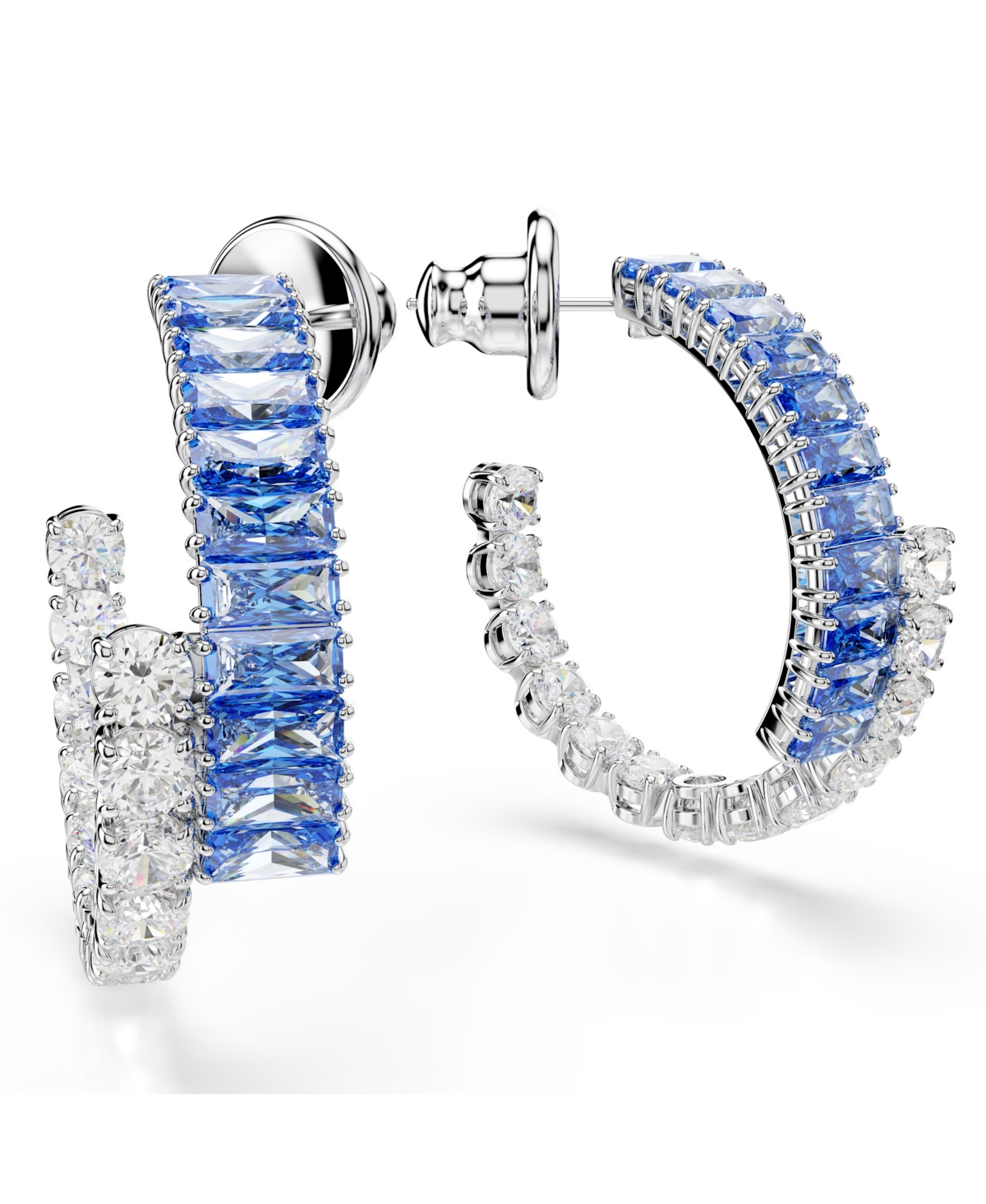 Swarovski Matrix Rhodium Plated Hoop Earrings In Metallic