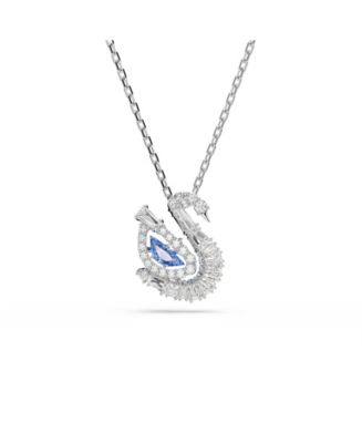 Swarovski Swan Rhodium Plated Pendant Necklace - Macy's