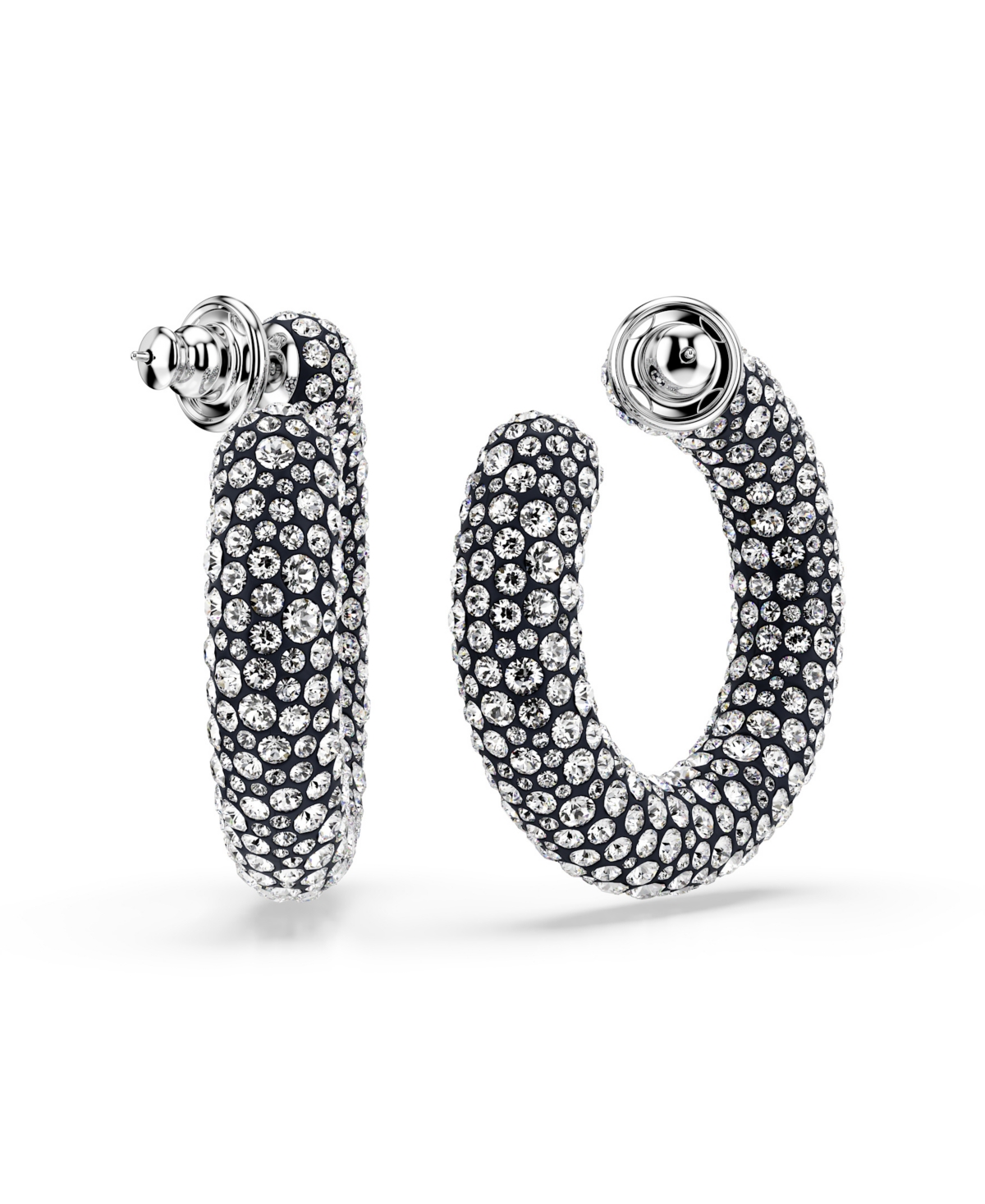 Swarovski Sublima Rhodium Plated Hoop Earrings In Silver