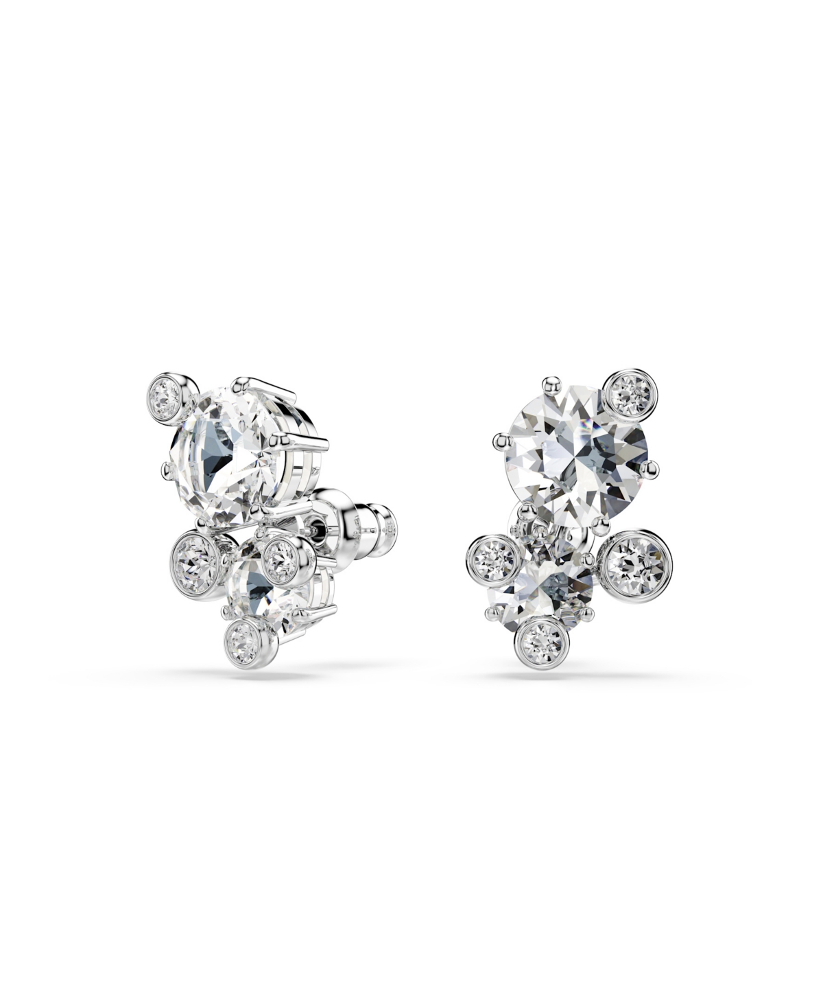 Swarovski Constella Rhodium Plated Stud Earrings In Metallic