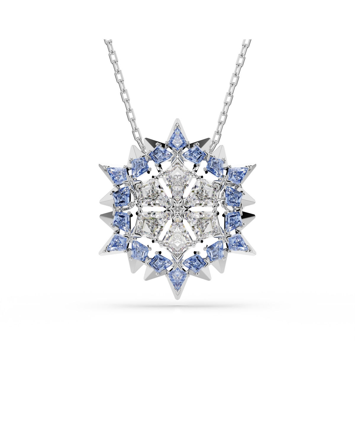 Swarovski Magic Rhodium Plated Brooch And Pendant Necklace In Blue