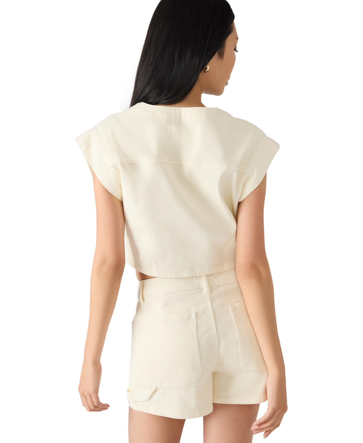 Steve Madden Women's Cap Sleeve Crop Top In White