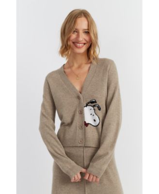 Women's Wool-Cashmere Snoopy Peekabow Cardigan