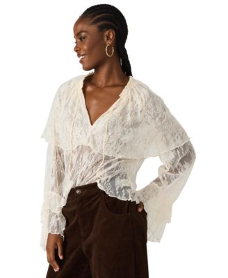 Women's Saylor Lace Ruffle V-Neck Top