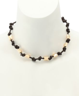 Gold Heirloom Charms Pyramid Woven Collar Necklace