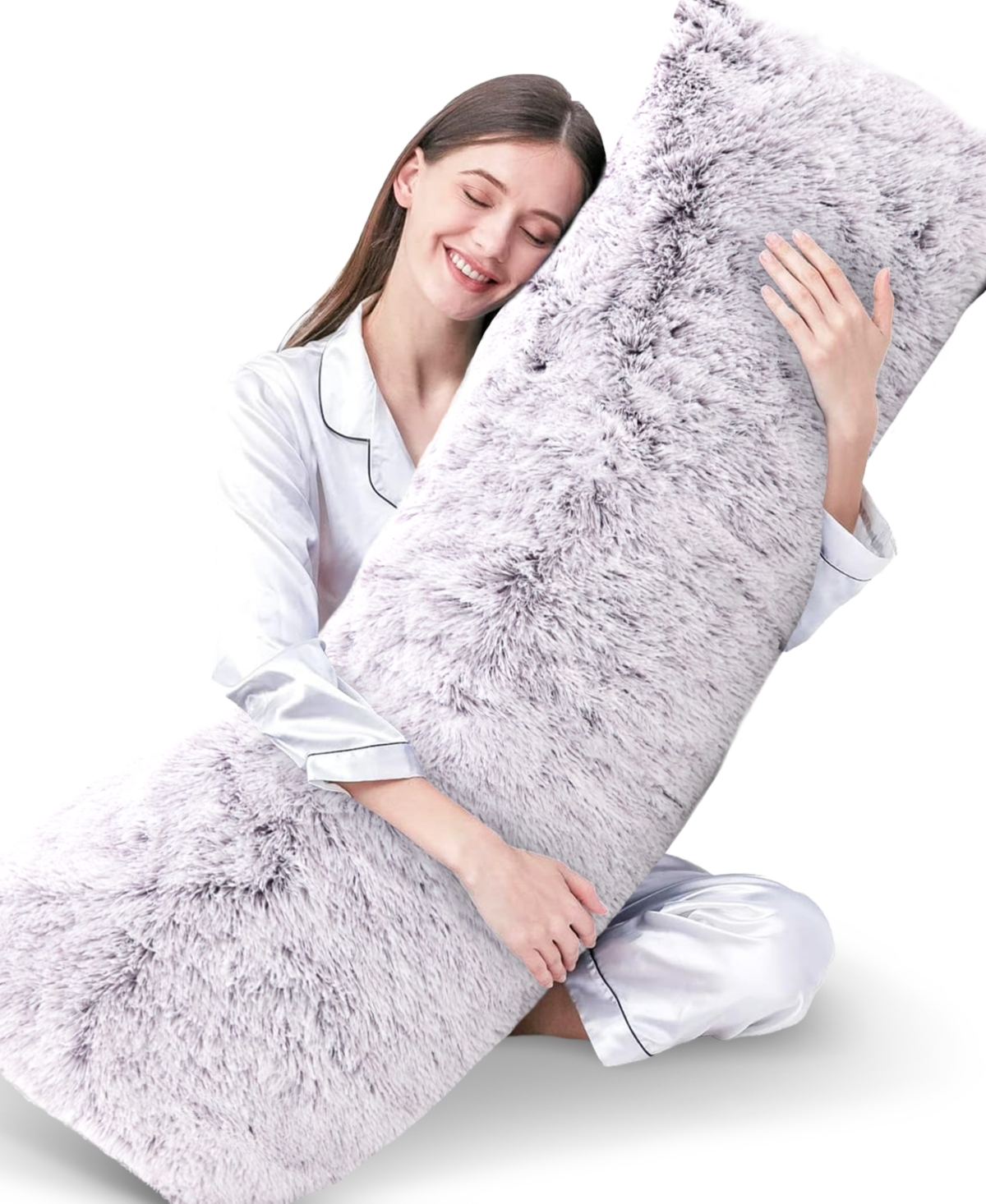 Cheer Collection Faux Fur Body Pillow, 20" X 54" In Purple