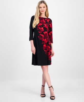 Connected - Petite Printed 3/4-Sleeve Sheath Dress