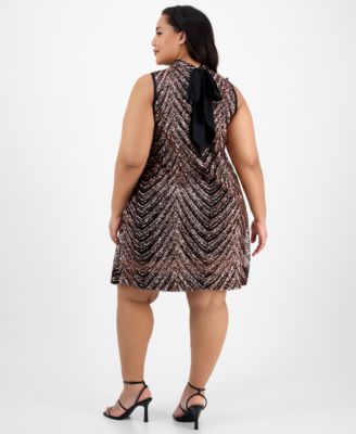 Plus Size Sequin Bow-Back Sleeveless Shift Dress