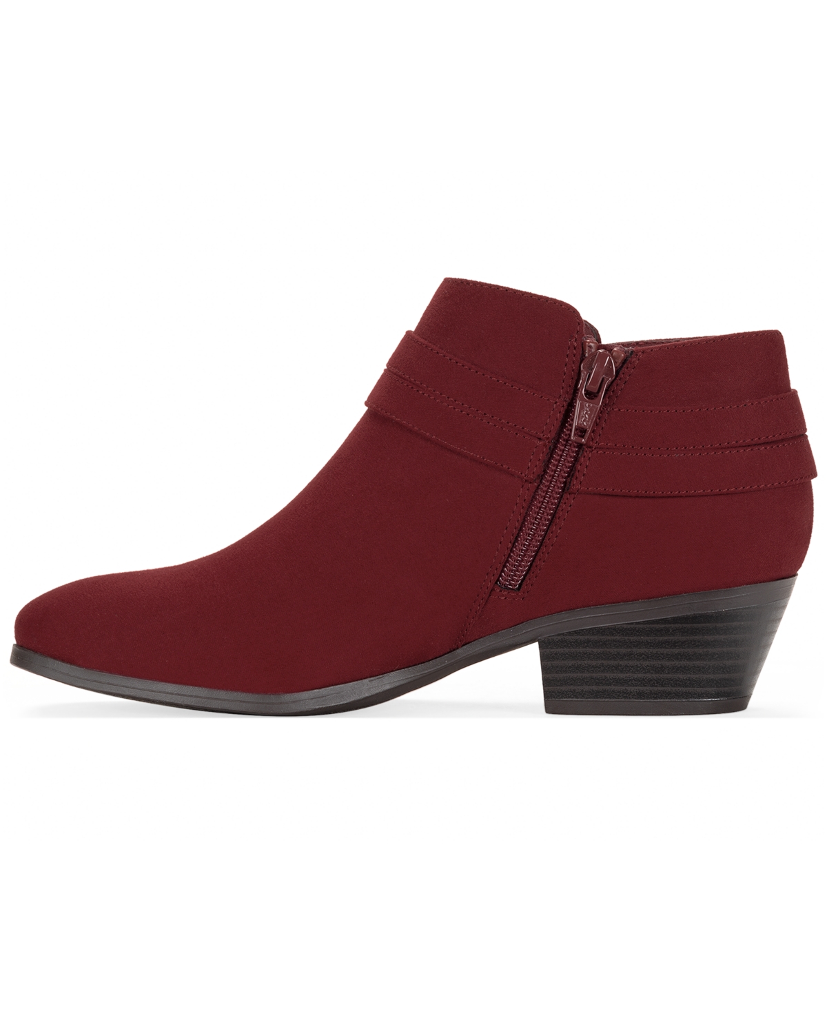 Style & Co Women's Willaa Belt Block Heel Booties, Macy's Exclusive In Burgundy