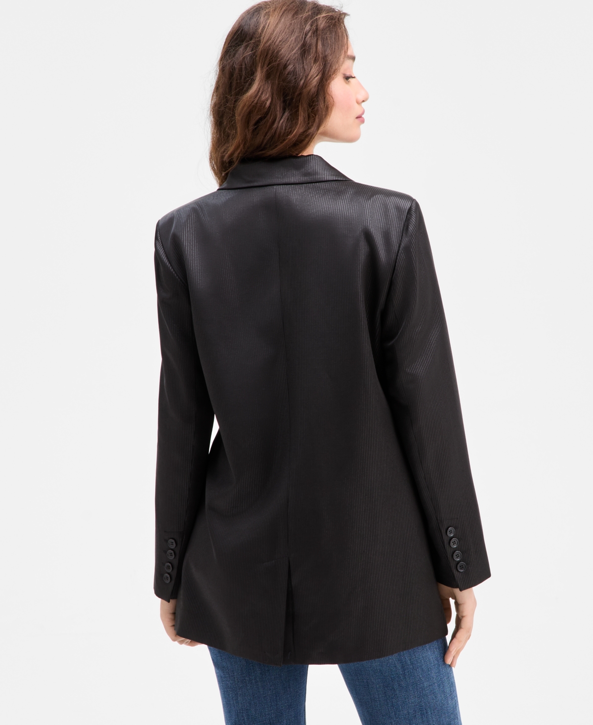 Guess Women's Jemma Pinstriped Double-breasted Blazer In Black