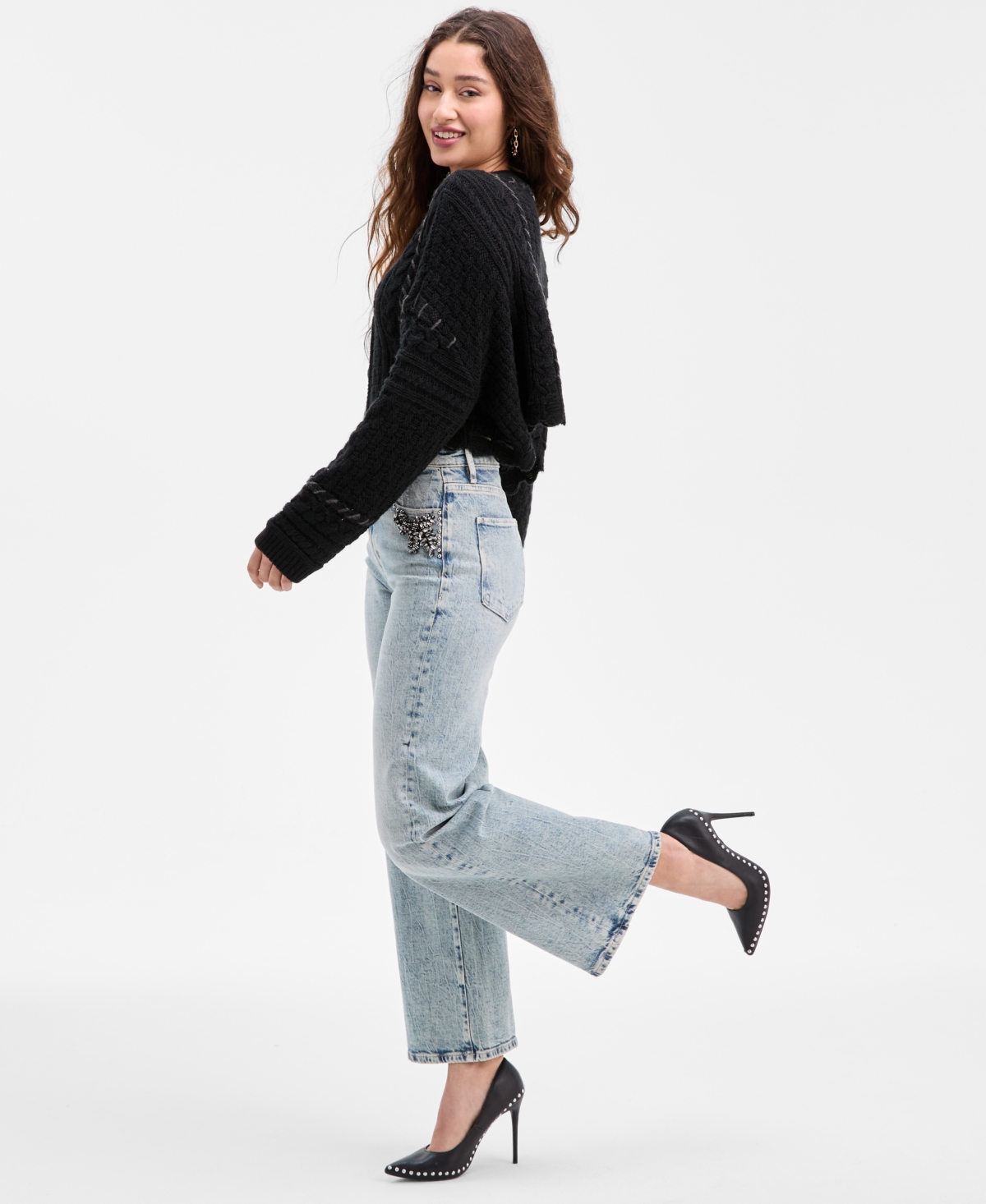 Guess Women's Ankle Wide-leg Jeans In Blue