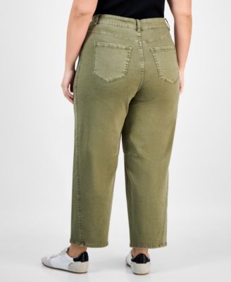 Trendy Plus Size High-Rise Barrel-Leg Jeans, Macy's Exclusive 