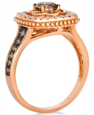 Chocolate Diamond (0.69 ct. t.w.) and Nude Diamond (0.34 ct. t.w.) Ring in 14K Strawberry Gold