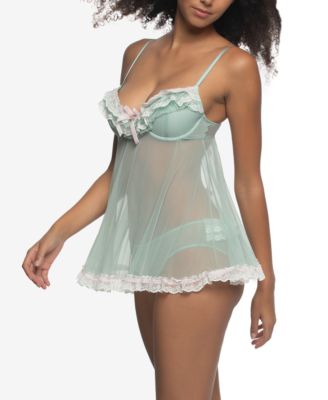 Women's Ruffles Galore Mesh and Lace Babydoll with Hipster