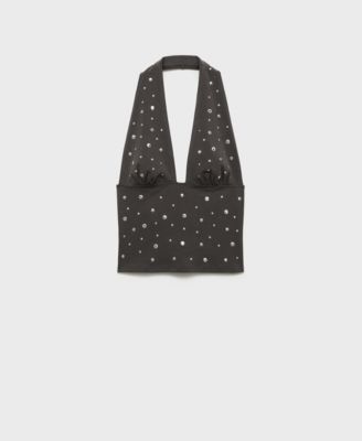 Women's Metallic Appliques Halter Top