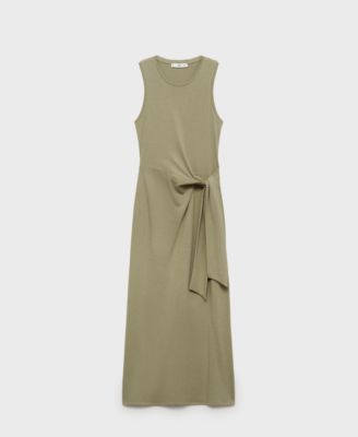 Women's Knot Detail Cotton Midi Dress
