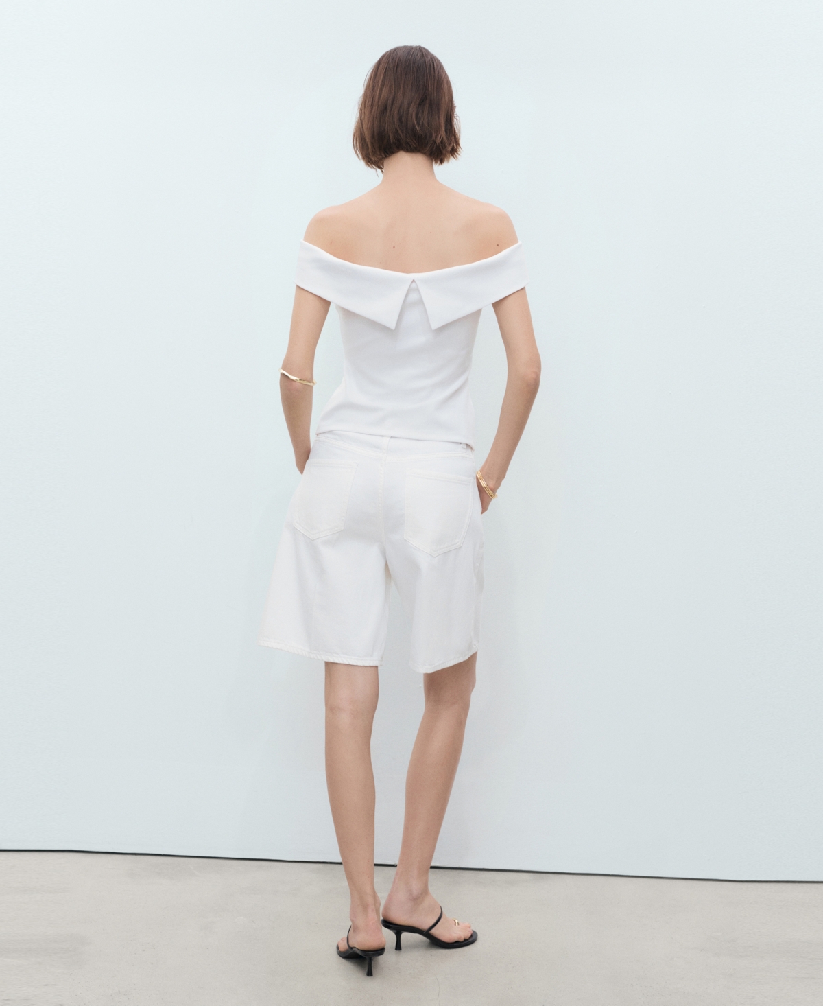 Mango Off The Shoulder Top In White