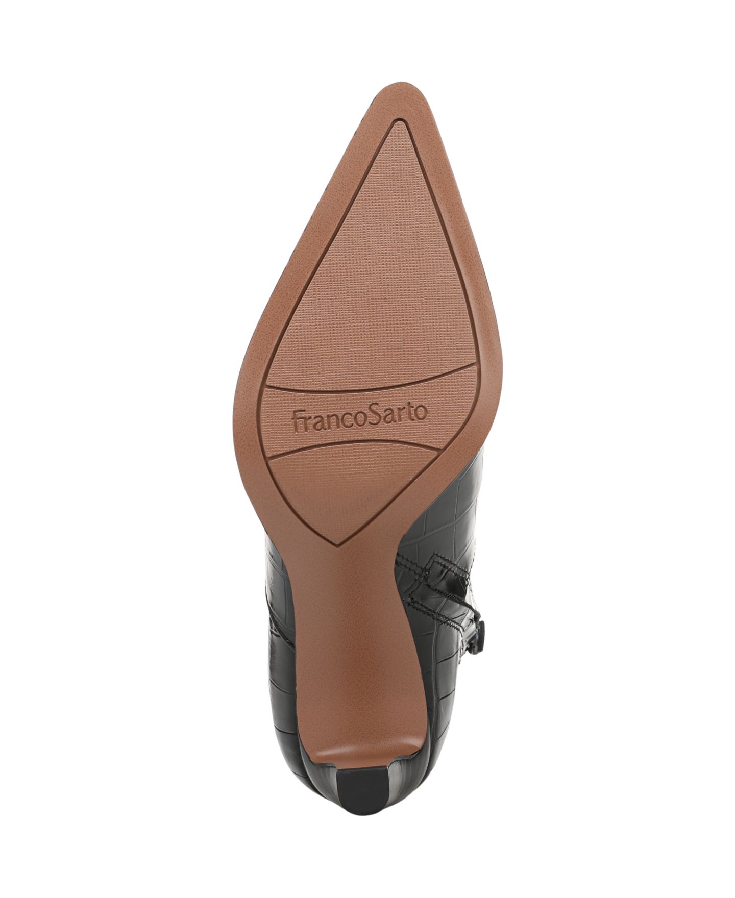 Женские ботинки Franco Sarto Appia Pointed Toe Dress Booties, цвет: Чёрный с принтом кожаный — фото 5