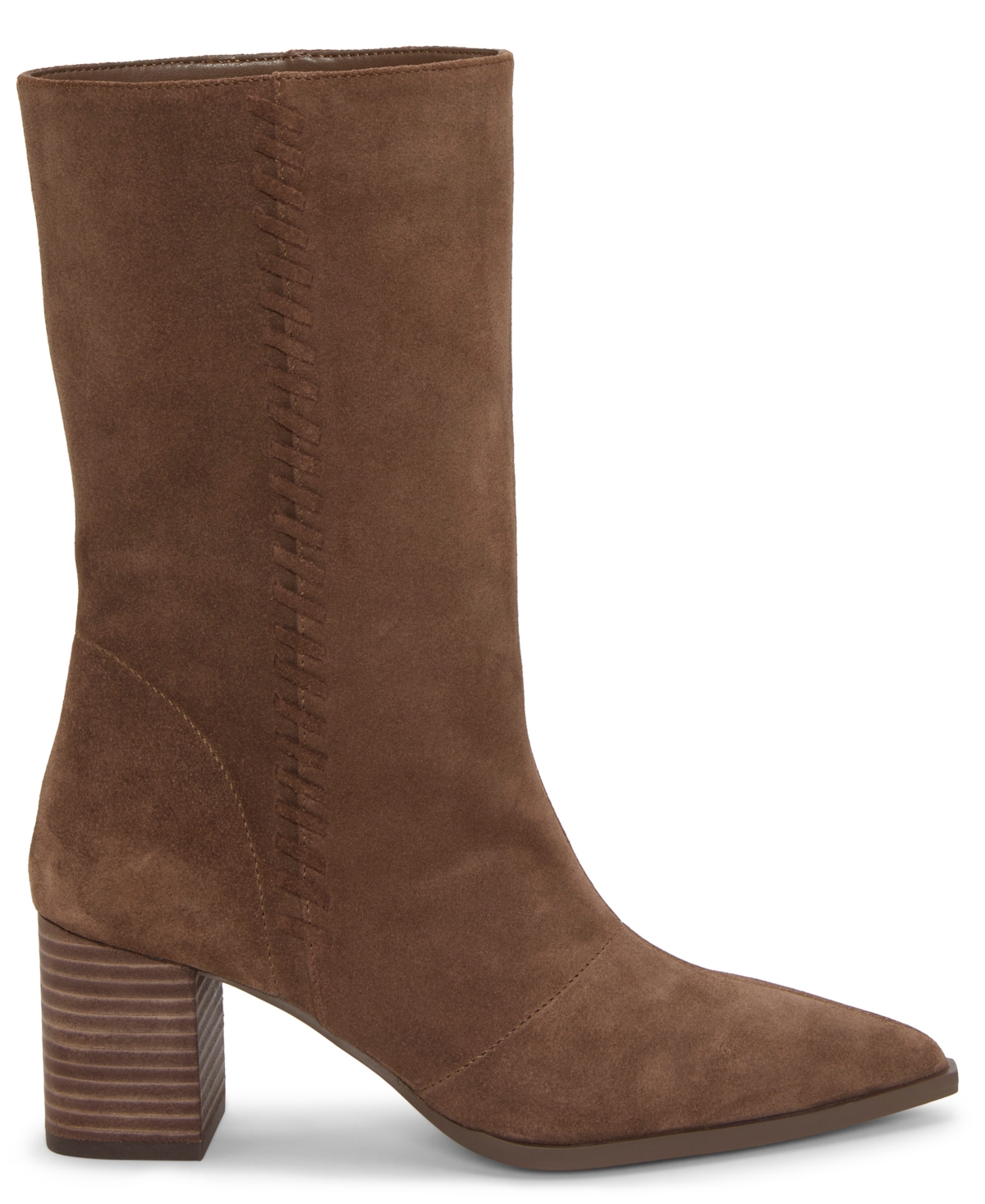 Vince Camuto Lorrys Whipstitch Block Heel Boot In Brown