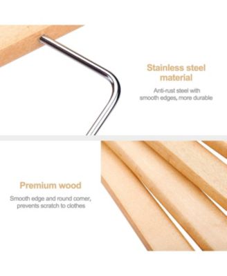 Wooden Suit & Skirt Hangers with Adjustable Clips Natural 12 Pack