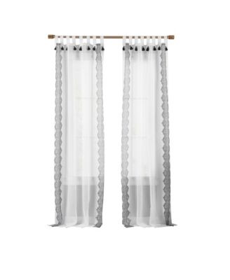 Shilo Boho Sheer Tab Top Window Curtain Panel with Tassels