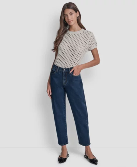 Petite Mid-Rise Barrel-Leg Jeans - Plymouth