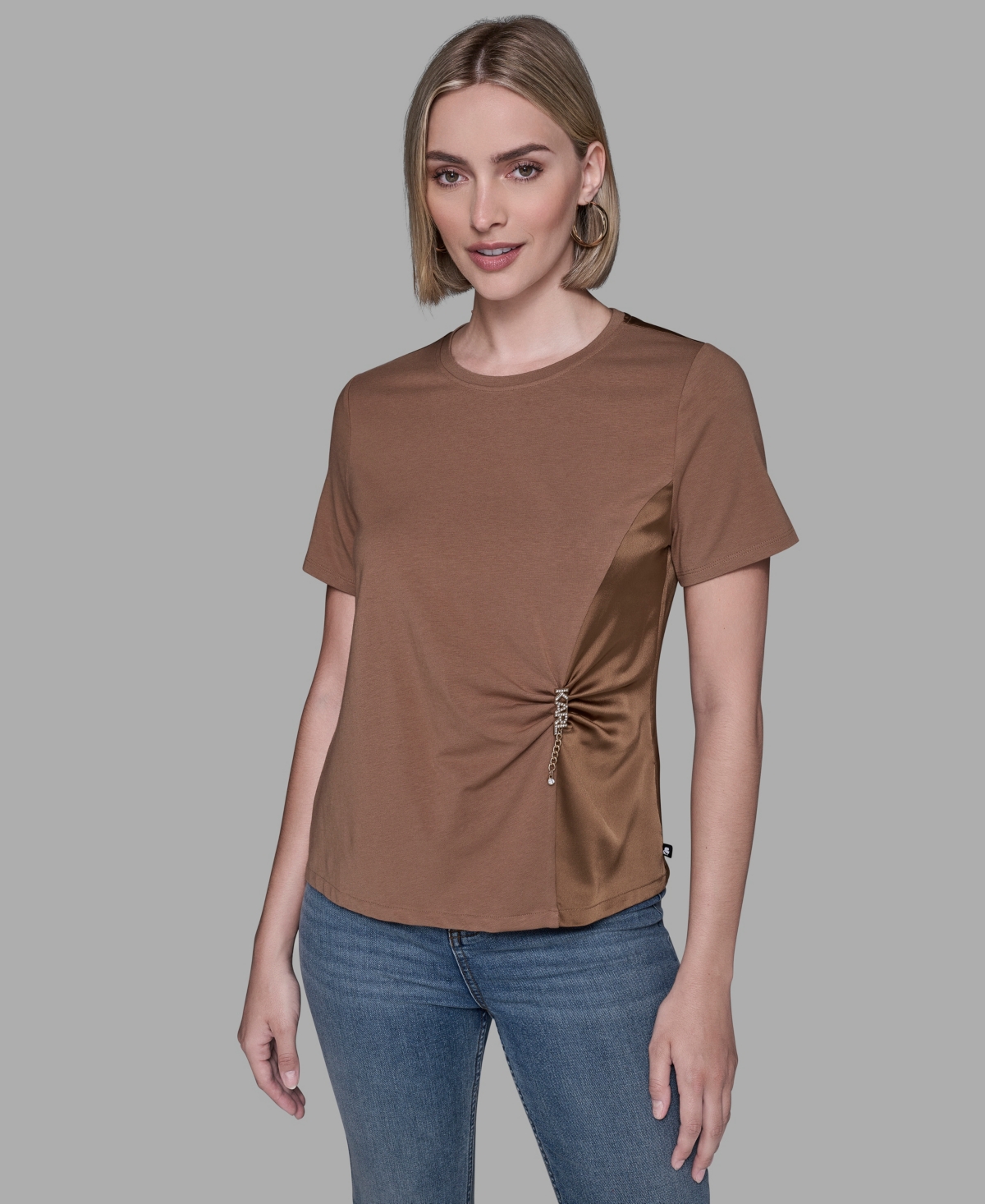 Karl Lagerfeld Women's Crew Neck Blouse In Brown