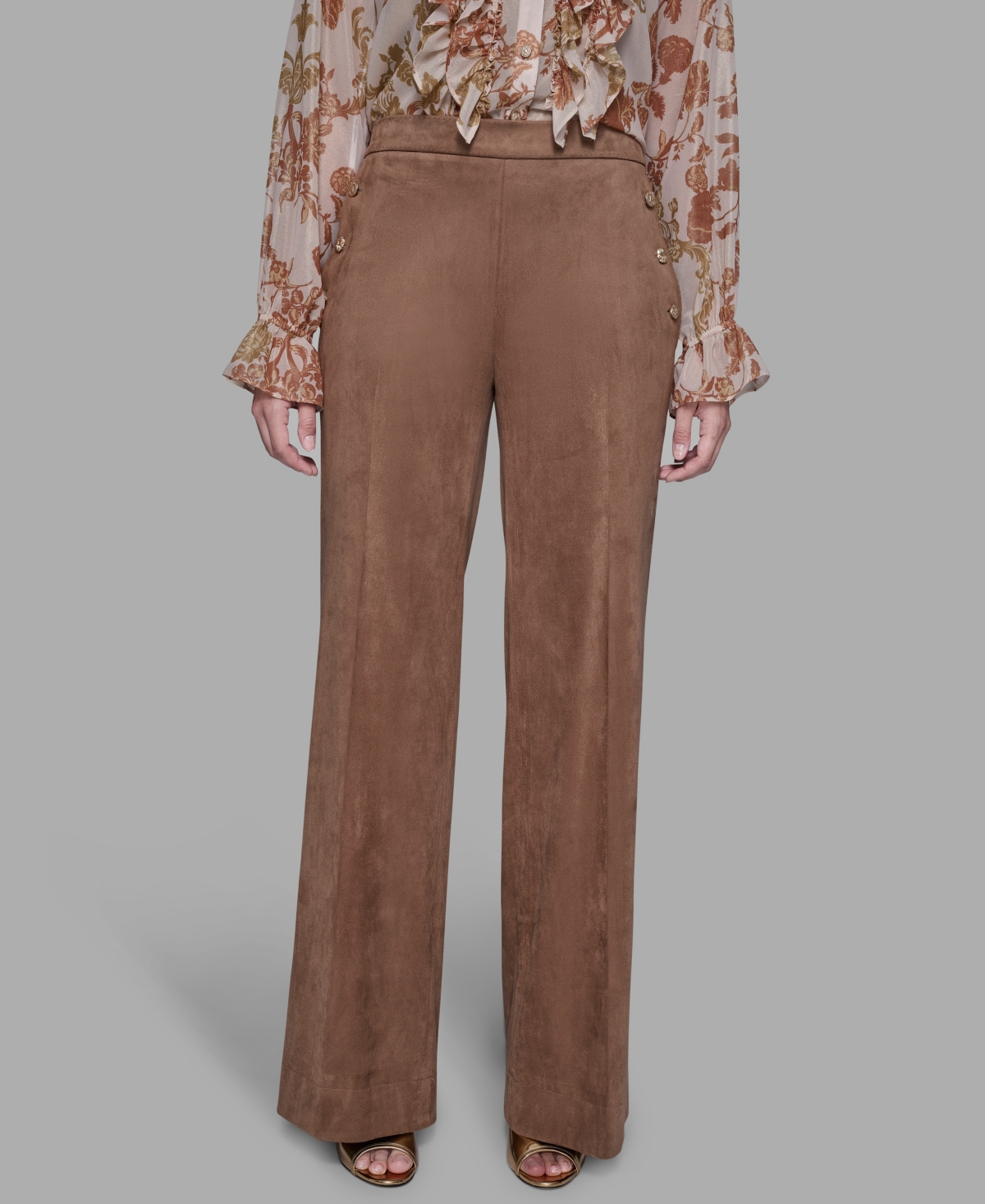 Karl Lagerfeld Women's Straight-fit Pants In Brown