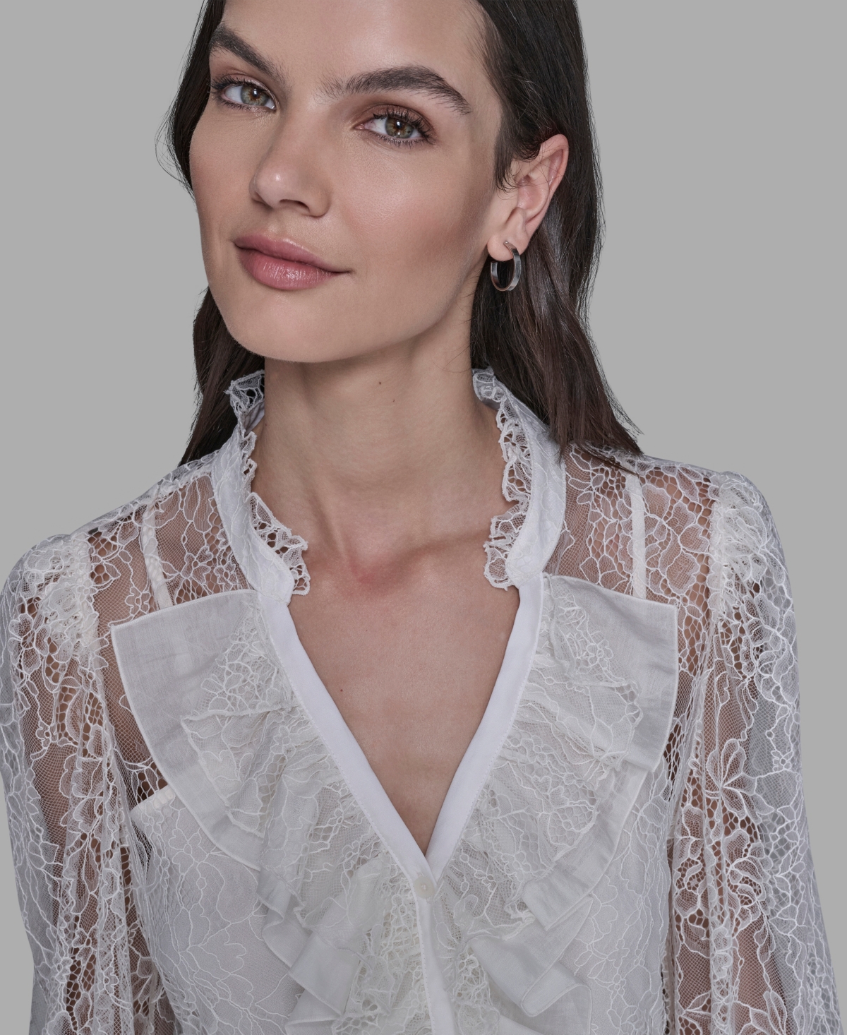 Karl Lagerfeld Paris Women's Lace V-Neck Blouse