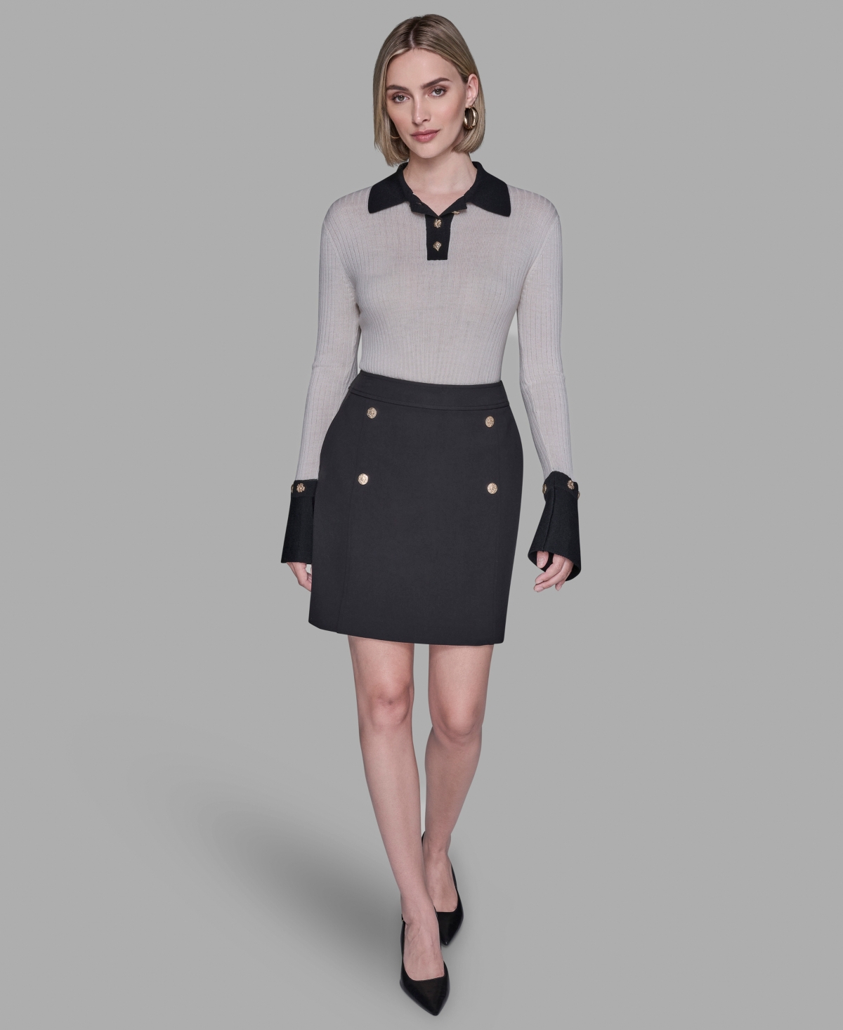 Karl Lagerfeld Women's Long Sleeves Sweater In Gray