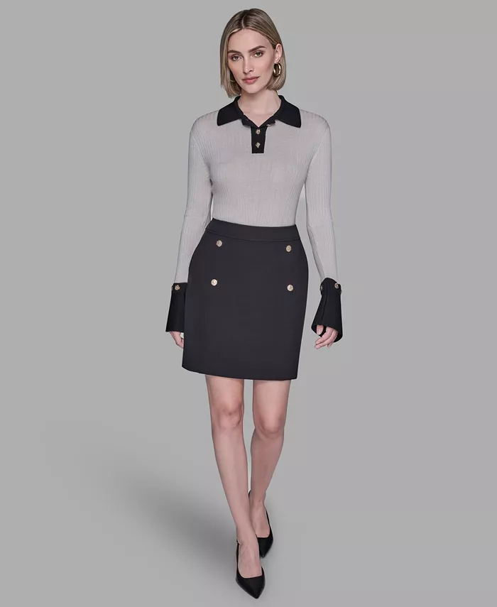 Women's Contrast Collared Sweater - thumbnail 2