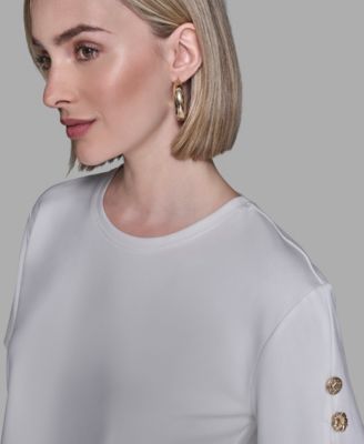 Women's Pleated Trim Hem Blouse