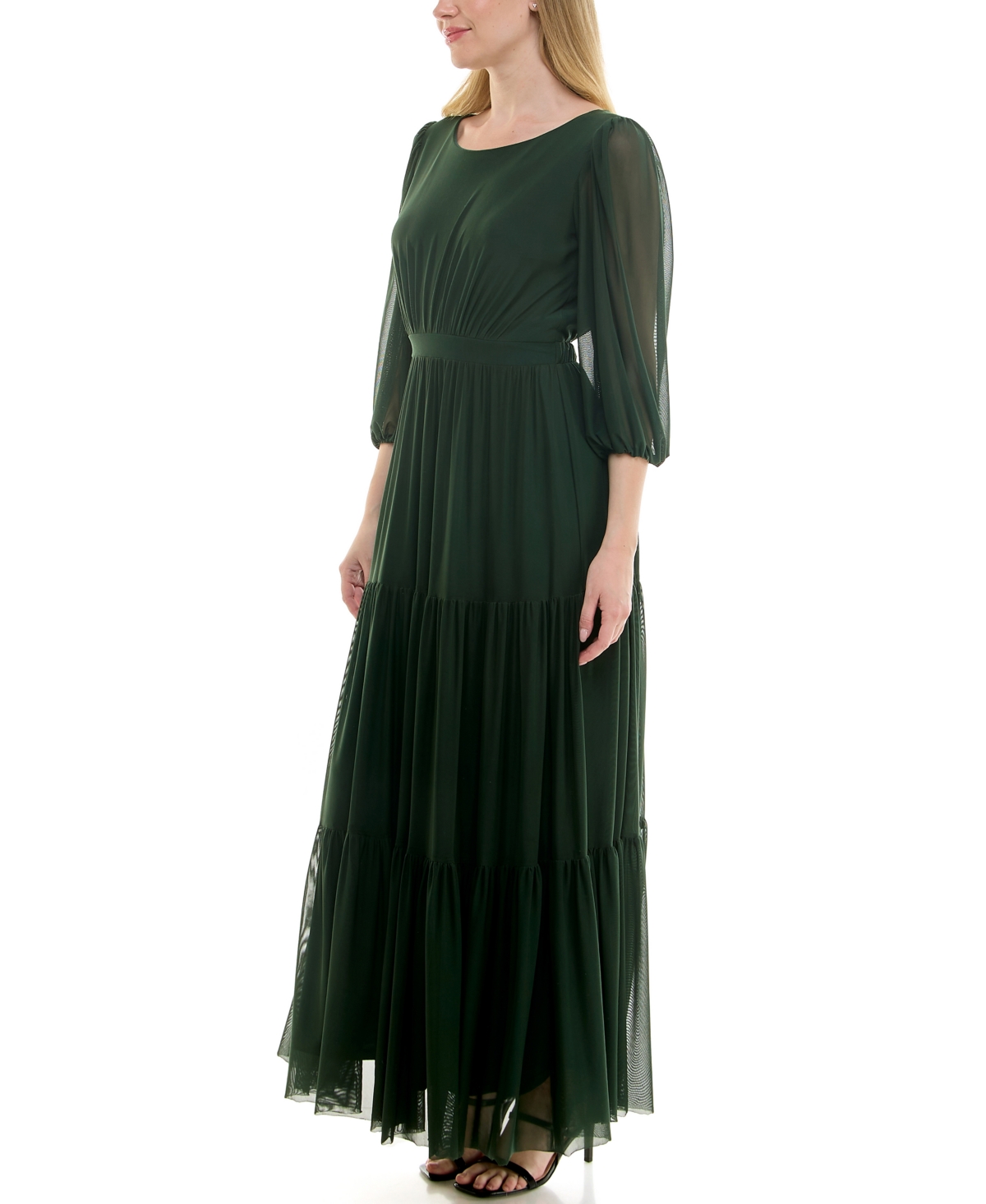 Taylor Women's Scoop Neck Tiered A-line Dress In Green