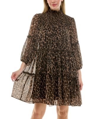 Women's Mock Neck Tiered A-Line Dress