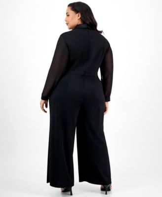 Plus Size Tuxedo Jumpsuit