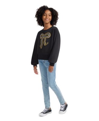 Girls' S-XL Meet and Greet Ribbed Crewneck Long-Sleeve Sweater