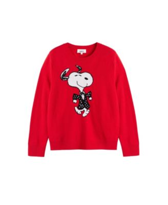Women's Wool-Cashmere Crewneck Dancing Snoopy Sweater