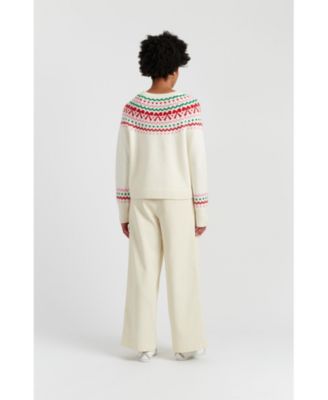 Women's Wool-Cashmere Bow Fairisle Sweater