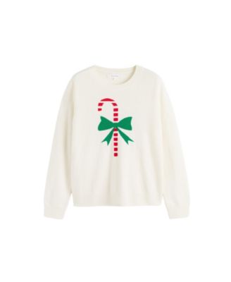 Women's Wool-Cashmere Candy Cane Sweater