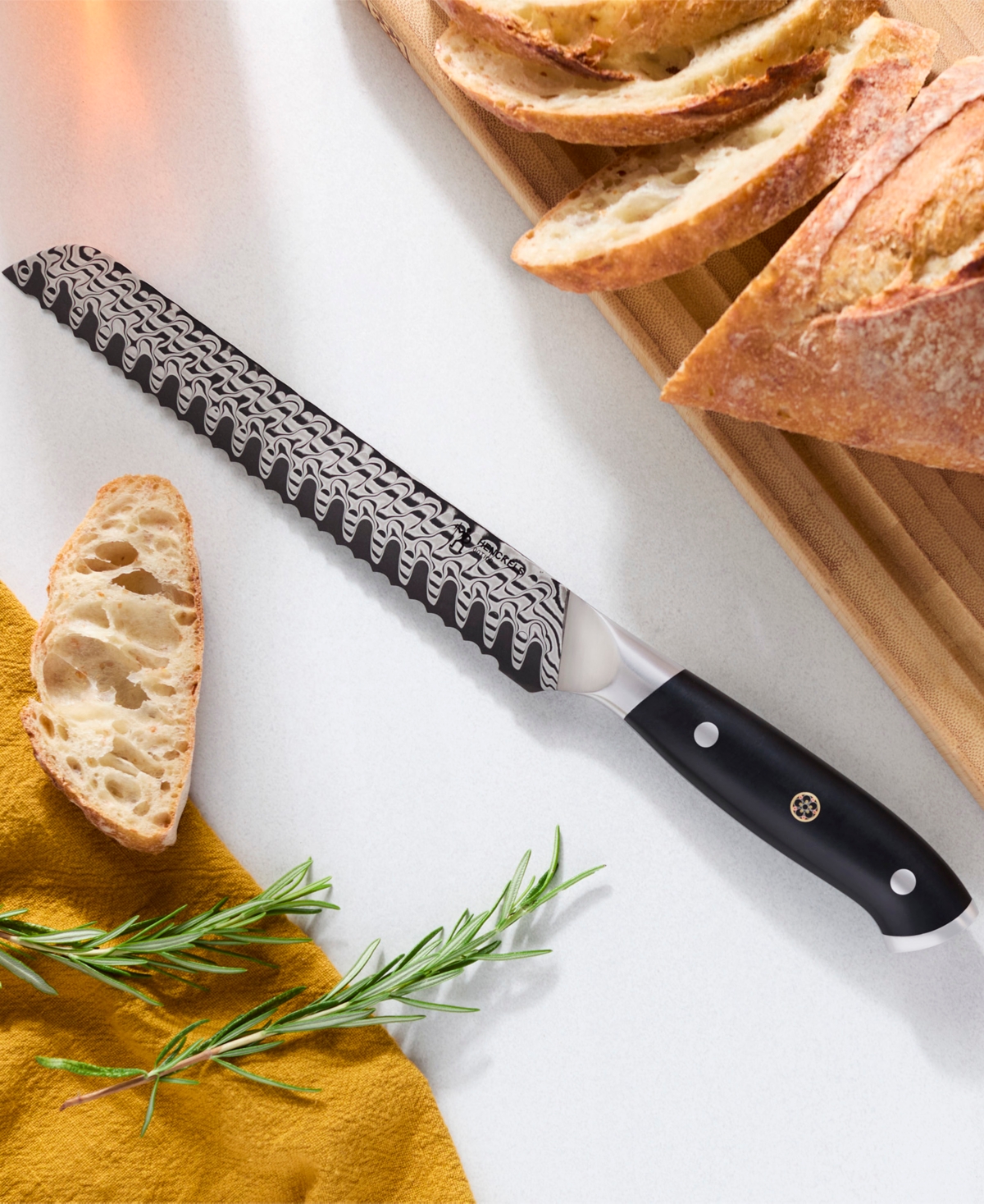 Henckels Compass Damascus 8" Bread Knife In Gray
