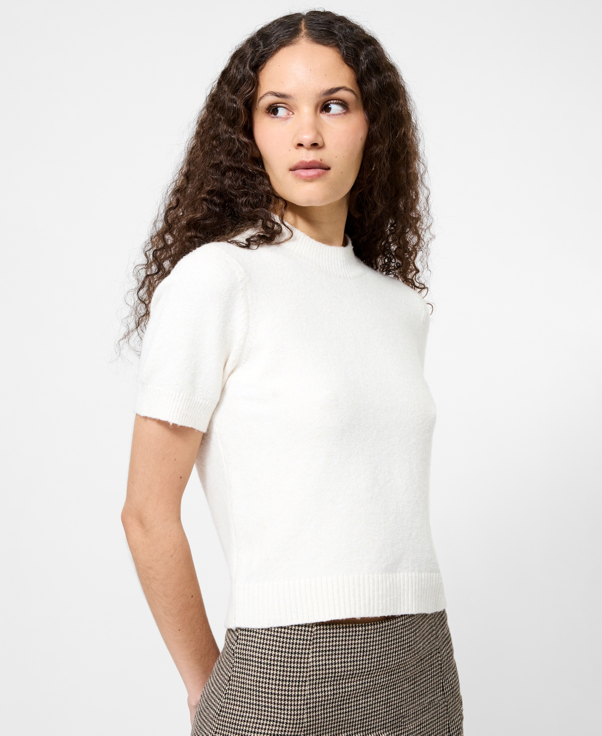 French Connection Vhari Short Sleeve Crop Sweater In White