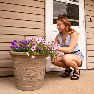 Indoor/Outdoor Patio, Garden, or Porch Weather-Resistant Double-Walled Arabella Flower Pot Planter - 20"