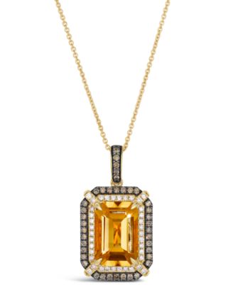Deep Sea Blue Topaz (3-9/10 ct. t.w.), Chocolate Diamond (1/4 ct. t.w.) and Nude Diamond (1/5 ct. t.w.) Pendant Necklace in 14k Strawberry Gold