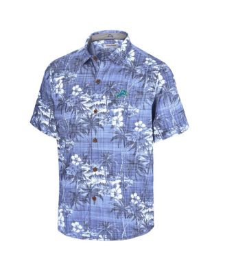Men's Blue Detroit Lions Coconut Point Isla Palmetta Camp Button-Up Shirt