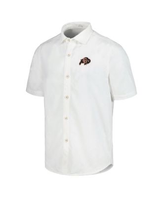 Men's White Colorado Buffaloes Coconut Point Palm Vista IslandZone Camp Button-Up Shirt